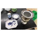 POTTERY PLATE, PITCHER, CHAMPAGNE COOLER, PLATE