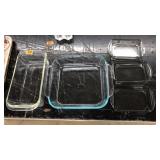 5 GLASS BAKING DISHES: PYREX AND MISC