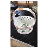 HAND PAINTED PORCELAIN BASKET, PORTUGAL