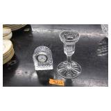 2 PC. WATERFORD: CLOCK AND 5' CANDLE HOLDER