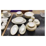 BAVARIAN CHINA, GOLD RIM WITH BOLWS AND PLATTERS