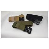 (3) TACTICAL STYLE WEBBING BELTS, NEW