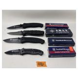 (4) ASST. SIZES SMITH & WESSON LOCK BLADE KNIVES