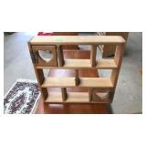 WOOD TRINKET SHELF WITH HEARTS