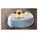HAND PAINTED CAT IN FISH BOWL PLATTER