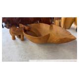 WOOD CARVED AFRICAN ART & BOWL