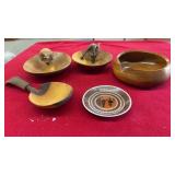 WOOD CARVED BOWLS & SPOONS
