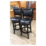 PAIR OF UPHOLSTERED BAR STOOLS
