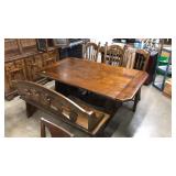 TABLE, 3 CHAIRS AND BENCH