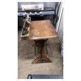 ANTQ. SMALL DRAFTING TABLE WITH ASST. TOOLS