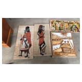 4 PC OF STRETCHED AFRICAN CANVAS ART