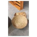 RATTAN BASKET & AFRICAN TRAYS