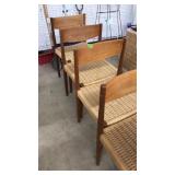 MID CENTURY RATTAN SEAT DINING CHAIRS