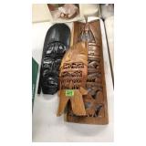 3 AFRICAN CARVED MASKS/WALL ART