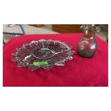 BLOWN GLASS VASE & PLATTER