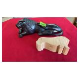 2 CARVED LION FIGURALS