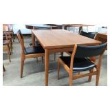 MID CENTURY TEAK DINING TABLE & 4 CHAIRS