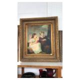 GOLD GILT FRAMED VICTORIAN PUPPY SCENE