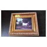 GOLD GILT FRAMED OIL ON BOARD "ARAB STALLION"
