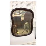 MOHOGANY FRAMED BEVEL EDGE WALL MIRROR, 22IN TALL