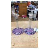 VNTG. WESTMORELAND GLASS CANDLE HOLDERS