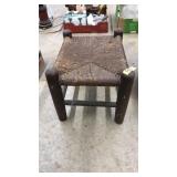 WOOD AND ROPE FOOT STOOL, 14.5X11X11IN TALL