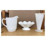 3PCS HOBNAIL MILK GLASS