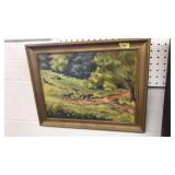 TH. CHODNICKI OIL ON CANVAS TRAIL RIDING SCENE