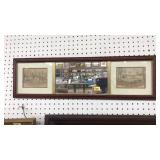 2 PANEL ART WALL MIRROR HUNT SCENE