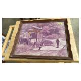 FRAMED PHOTOGRAPH: MAN, DOG AND MILL