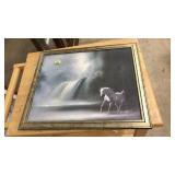 FRAMED LITHOGRAPH: HORSE AND WATERFALL BY BODNER