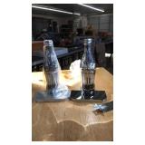 POLISHED METAL COA-COLA BOOK ENDS, NEW