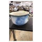 BLUE & WHITE STONEWARE CHAMBER POT