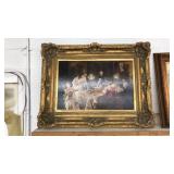 RIMELL SIGNED OIL ON CANVAS IN ORNATE GOLD GILT FR