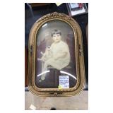 ANTQ. PORTRAIT IN DOMED GLASS FRAME