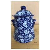 VICTORIAN WARE FLOW BLUE LIDDED JAR