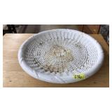 TIFFANY & CO BASKET WEAVE MILK GLASS PLATTER