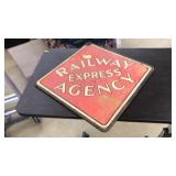 VINTAGE RAILWAY EXPRESS AGENCY METAL SIGN, 14 IN