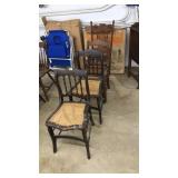 (4) WOOD AND CANE CHAIRS