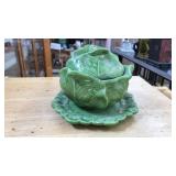 CABBAGE HEAD SOUP TUREEN AND PLATE, HOLLAND MOLD