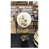 GONE WITH THE WIND STYLE BRASS & HP SHADE LAMP