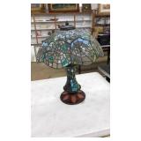 TIFFANY STYLE TABLE LAMP W/ SPIDER WED SLATE GLASS