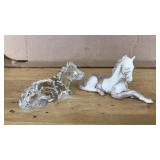 GLASS COW & CERAMIC COLT FIGURINES