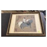 FRAMED CHINESE HOREMAN SCENE, 18X14