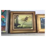 FRAMED OIL ON CANVAS WOODLAND SCENE, 20X17