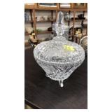 LIDDED PRESSED GLASS CANDY BOWL