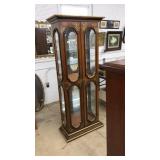 ORNATE CHINESE HAND EMBOSSED MIRROED BACK CABINET