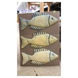 3PC TIN FISH WALL ART