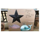 3 PC TIN DECOR: WHALE, FISH & STAR