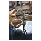 DEER METAL & WOOD BOWL ON STAND